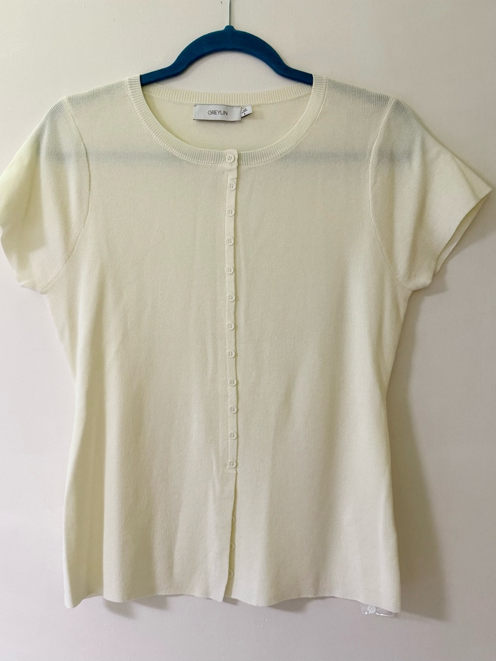 Greylin Vera Crew Neck Button Detailed Knit Top - Cream - M